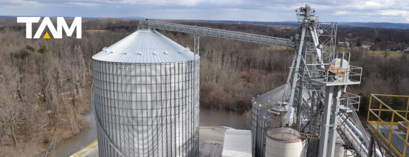 grain system on farm in rural land